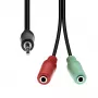 Kabelis ProXtend 4-pin uz 2×3-pin M-F M42XM3F-003, 1 m, melns