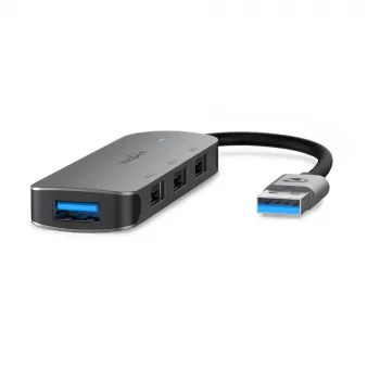 Nedis USB centrmezgls USB-A spraudnis - 4x USB A, 4 portu pieslēgvieta(s), USB 2.0 / USB 3.2 Gen 1, ar USB barošanu, 5 Gbps (CCGB61210GY01)
