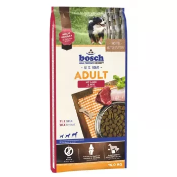 Sausā suņu barība Bosch Adult Lamb & Rice 10 kg–15,9 kg, 21,5% olbaltumvielu, 10,5% tauku, bez lipekļa