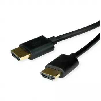 ROLINE HDMI High Speed Kabel mit Ethernet Slim ST-ST schwarz 1 m 11.04 - Kabel - Digital/Display/Video