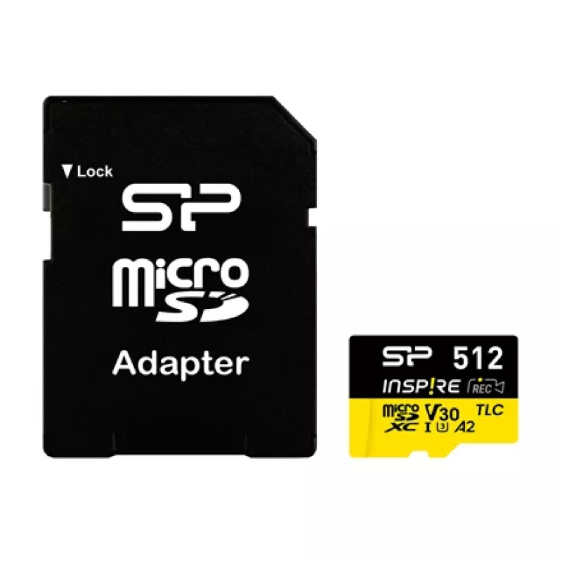 Atmiņas karte Silicon Power Inspire 512 GB MicroSDXC V30 UHS-I U3 A2 4K + adapteris (SP512GBSTXLA2V1NSP)