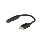 Kabeļu savienotāju adapteris SAVIO AK-35/B USB Type-C (3.1) vīrišķais uz 3,5 mm sievišķo, melns
