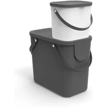 Atkritumu tvertne Rotho Albula taisnstūrveida plastmasas 6 L, antracīta, 200×235×208 mm