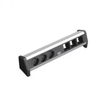 Strāvas pagarinātājs 3 maiņstrāvas kontaktligzdām Bachmann 902.002 Melns Sudraba