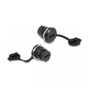 DeLOCK HDMI-A iebūvējamais savienotājs ar aizsargvāciņu, melns, 30,3 mm 23,5 mm