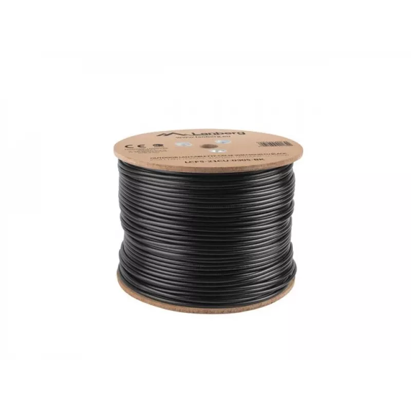 LANBERG tīkla kabelis Cat5e LCF5-21CU-0305-BK, F/UTP varš, 305 m, 24 AWG, PE apvalks, melns