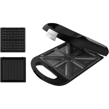 Cecotec sviestmaižu cepējs | Rock'nToast Family 3in1 | 1500 W | Plākšņu skaits 3 | Melns