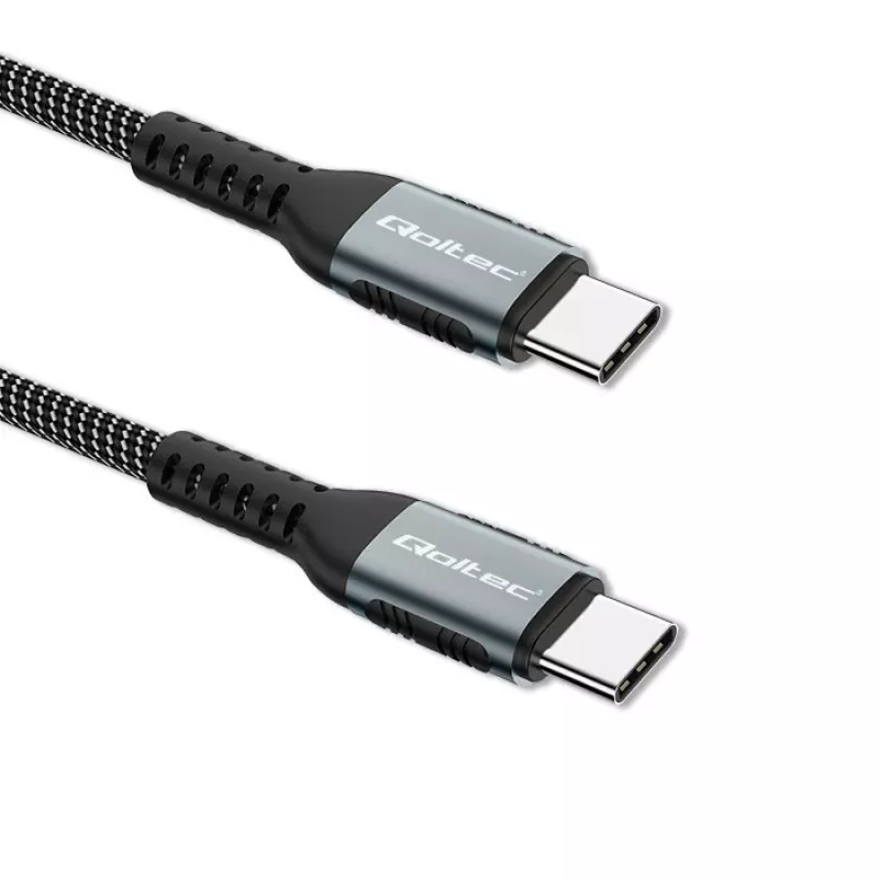 Qoltec kabelis USB 2.0 Type C uz Type C 100W Qc 3.0 Pd 1m Melns