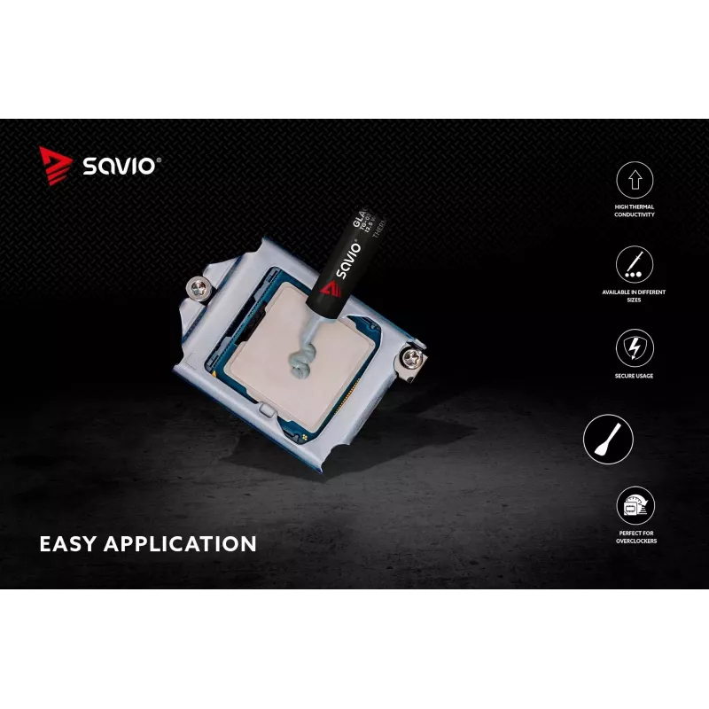 Termopasta SAVIO TG-03 13.5 W/m·K, 2 g — termiskā saskarnes savienojums