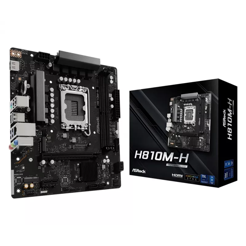 Micro ATX mātesplate ASRock H810M-H — Intel H810, LGA 1851 (Socket V1), 2x DIMM DDR5, līdz 128 GB, M.2 un SATA III