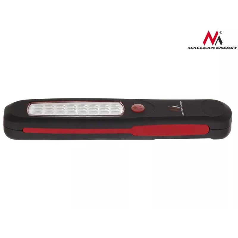 Darbnīcas lampa MACLEAN MCE03 — 24 LED, magnētiskā pamatne un āķis, darbināma ar baterijām (3×AAA)
