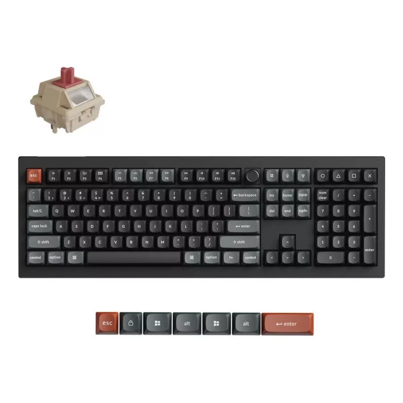Mehāniskā pilna izmēra (100%) tastatūra Keychron V6 Ultra 8K — QWERTY, Bluetooth, RGB LED, melna