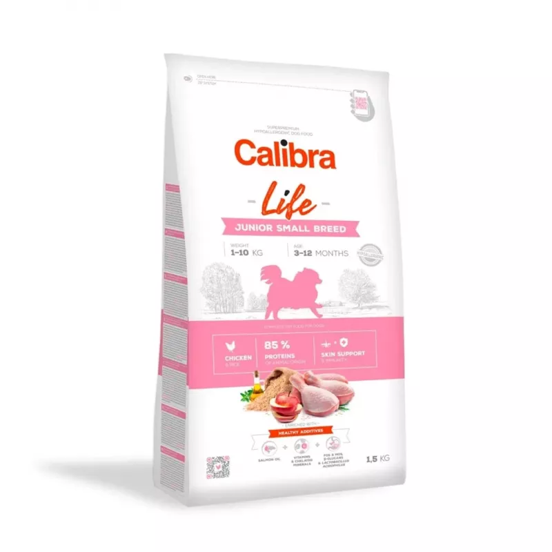 Calibra Dog Life Junior Small Breed Chicken sausā suņu barība 1.5 kg