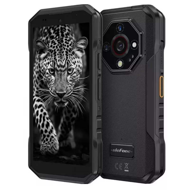 Viedtālrunis UleFone Armor X32 — 5,65 collas (14,3 cm), Android 14, 6 GB RAM, 128 GB, 48 MP trīskāršā kamera, 5500 mAh, IP68/IP69K, Dual SIM, melns