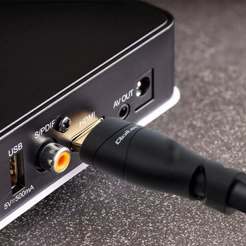 HDMI 2.1 kabelis QOLTEC 5 m — 48 Gbit/s, 8K@60Hz, 26AWG, zeltīti savienotāji