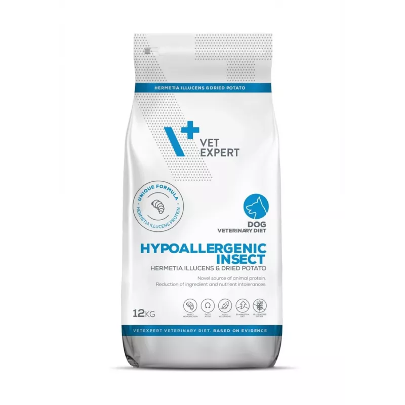 VET EXPERT Veterinary Diet Hypoallergenic Insect Dog - sausa suņu barība - 12 kg