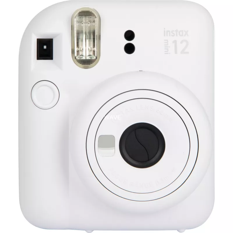Fujifilm Instax Mini 12 tūlītējās drukas kamera, balta — 86×54 mm izdrukas, 60 mm fokusa attālums, AA baterija