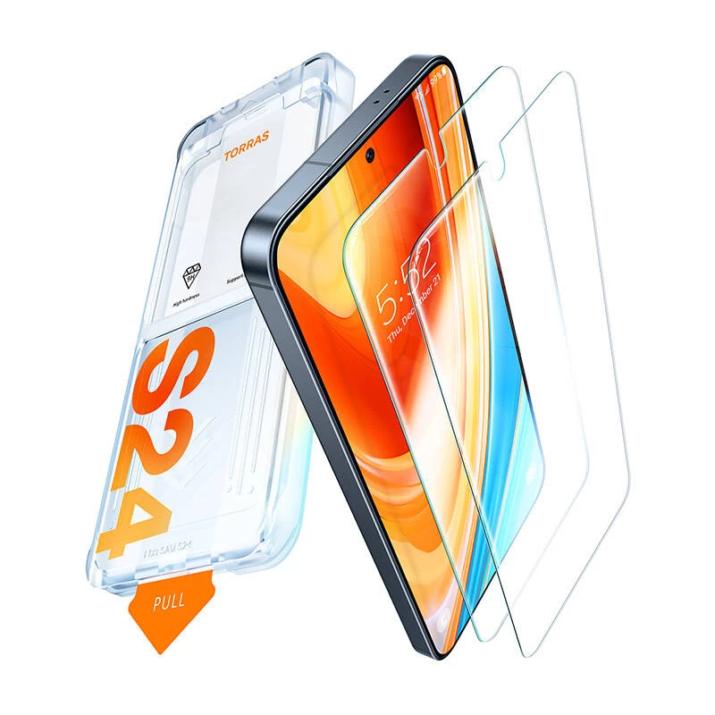 Rūdīta stikla ekrāna aizsargs Torras Samsung S24+ — 9H cietība, pretskrāpējumu