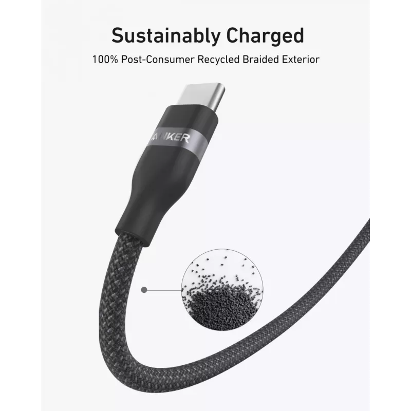 USB-C uz USB-C kabelis Anker A82E2 — USB 2.0, 1.8 m, melns