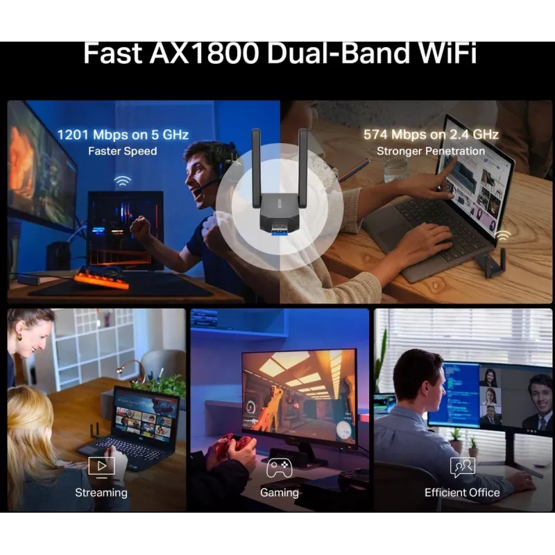Wi-Fi USB adapteris MERCUSYS MA72XH AX1800 ar augsta pastiprinājuma antenām