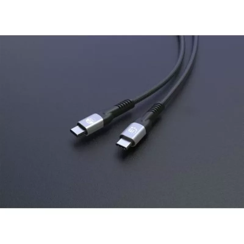 Manhattan Fast USB-C to USB-C kabelis (240W), 1m, 240W Laptop Charging + High-Speed Data & Video, Works with ALL Laptops (Note additional USB-C 240W wall charger needed), 40 Gbps Ultra-Fast Transfers, Melns, 3 year Warranty