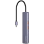 USB Type-C centrmezgls CANYON DS-17 — HDMI, USB 3.2 Gen 1 A, USB-C, MicroSD, 10000 Mbit/s, pelēks