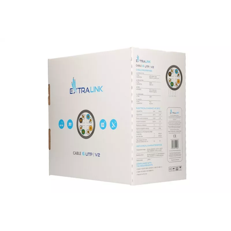 Vītā pāra kabelis Extralink CAT6 UTP V2 Indoor 305M