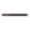Lanberg | Strāvas sadales bloks (PDU) 19 collu 1U 10A 2M 7X Schuko kontaktligzdas | PDU-07F-0200-IEC-BK