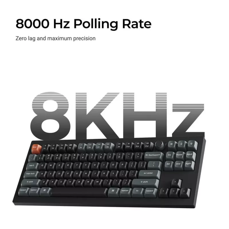 Mehāniskā tastatūra Keychron V3 Ultra 8K — QWERTY, Bluetooth un vadu, RGB, melna