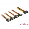SATA kabelis DeLOCK 60157 0.3m SATA 15-pin 4 x SATA 15-pin Daudzkrāsu