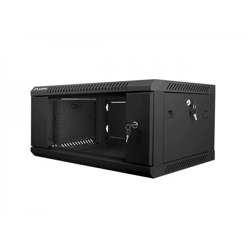 Stiprināms pie sienas statīvs LANBERG WF01-6404-10B 4U 19 collas 600×450×285 mm IP20 melns, 60 kg ietilpība
