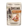 Mitrā kaķu barība SHELMA multipaka 4×85 g — pieaugušiem kaķiem, pilnvērtīga mitrā barība ar vistu, tītaru, liellopu, pīli, bez graudaugiem