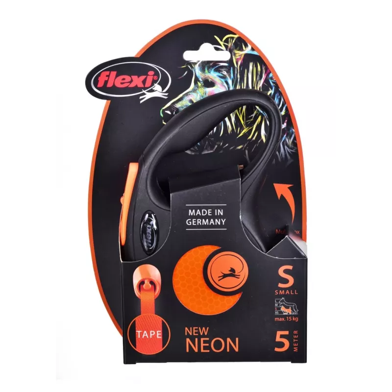 FLEXI jauna Neon S - ievelkamā pavada - 5 m
