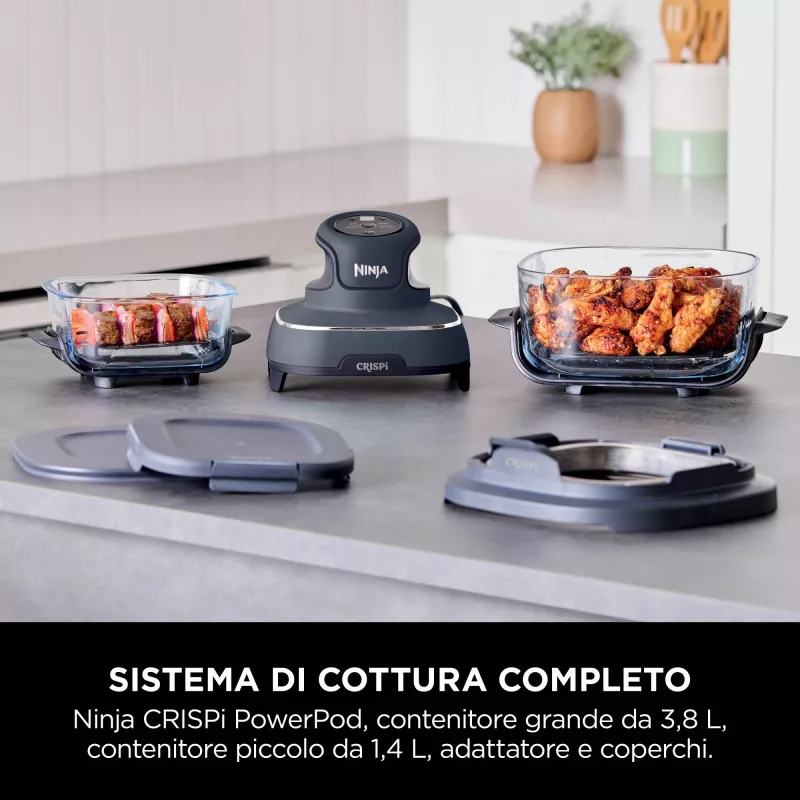 Ninja CRISPi Single 3.8 L 1700 W Karstā gaisa fritieris Zils, Pelēks, Caurspīdīgs