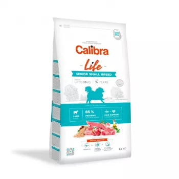 Sausā suņu barība Calibra Dog Life Senior Small Breed Lamb 1,5 kg — formula senioriem mazām šķirnēm, 24% olbaltumvielu, 14% tauku