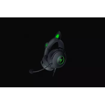 Razer Kraken V2 Pro Kitty Edition, vadu, pāri ausīm, melnas, spēļu austiņas