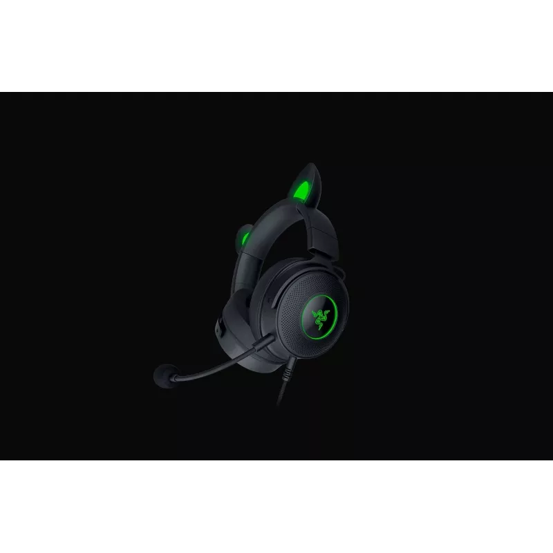 Razer Kraken V2 Pro Kitty Edition, vadu, pāri ausīm, melnas, spēļu austiņas