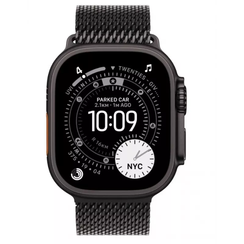 Viedpulkstenis Apple Watch Ultra 3 GPS + Cellular 49mm Melns Titāna Korpuss ar Melnu Titāna Milānas Cilpu Vidējs