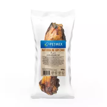 Suņu košļājamā našķe PETMEX liellopa pēda 850 g — dabīgs, ilgstošs ciets košļājamais, 300 mm, hipoalerģisks pieaugušiem vidējiem/lieliem suņiem