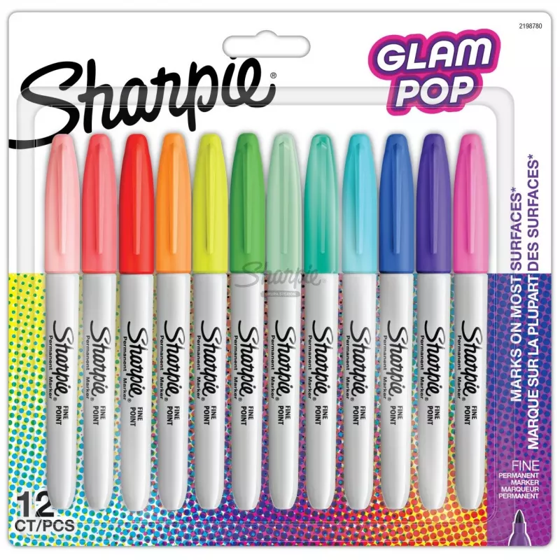 Marker Sharpie 2198780 smalkais uzgalis 12 gab. daudzkrāsaini (Zila, Zaļa, Oranža, Rozā, Violeta, Sarkana, Dzeltena)