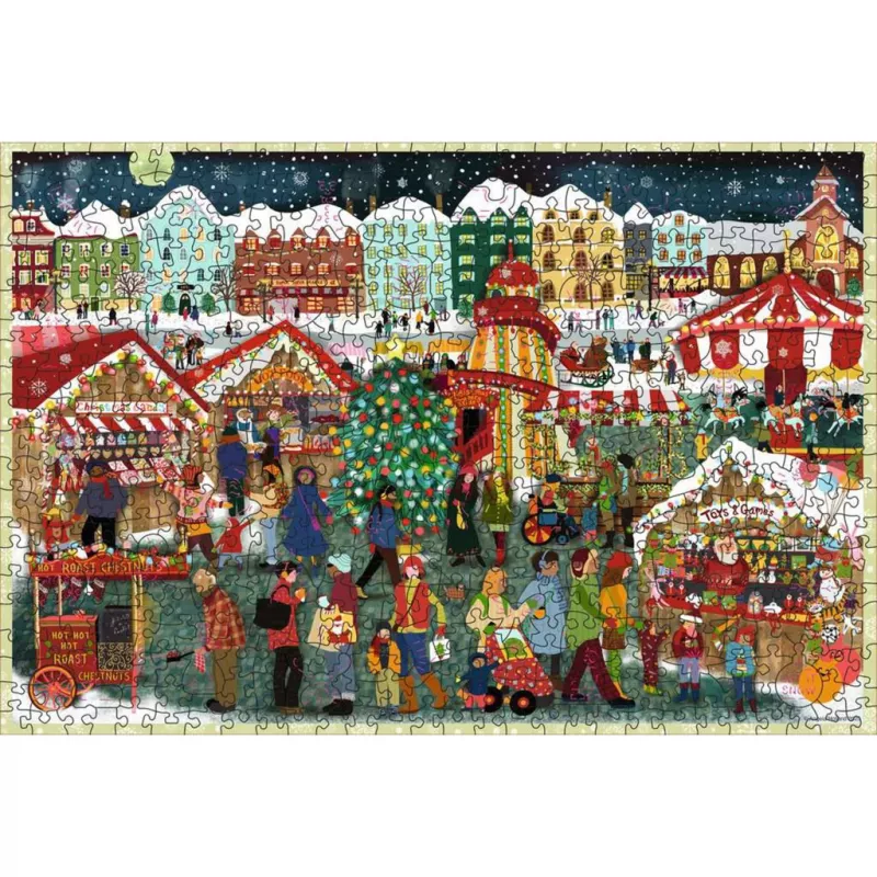 Puzle Ravensburger Wooden Puzzle Christmas Market — 500 gab., koka gabali