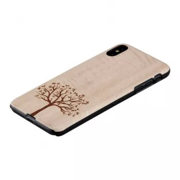 man and wood telefona maciņš iPhone XS Max — ābeles koks, melns
