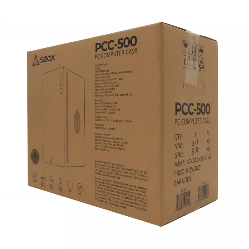 Datora korpuss Sbox PCC-500 melns ATX