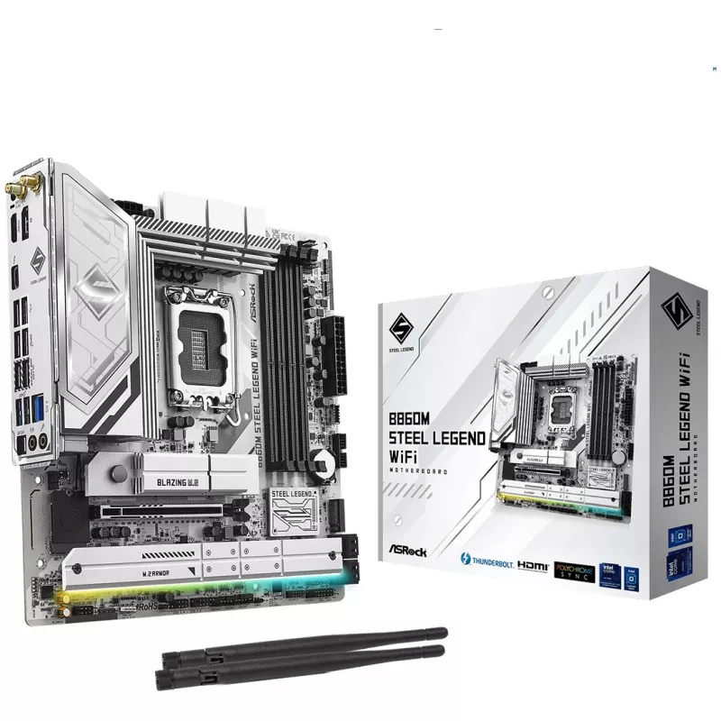 Mātesplate ASRock B860M Steel Legend WiFi — Intel B860, LGA 1851, micro‑ATX, DDR5, 4 DIMM, Wi‑Fi 6E, 2.5GbE