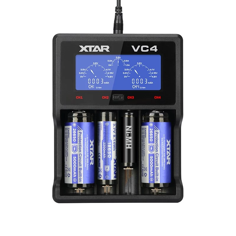 XTAR VC4 mājsaimniecības akumulatoru lādētājs USB