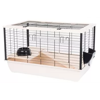Grauzēju būris INTER ZOO Bunny 80 De Luxe — plastmasa, 78×48×50 cm, komplektā bļoda