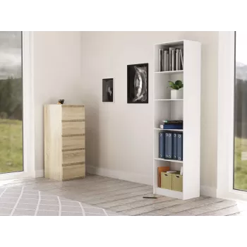 Biroja grāmatu skapis Topeshop R50 BIEL 5 plaukti balts