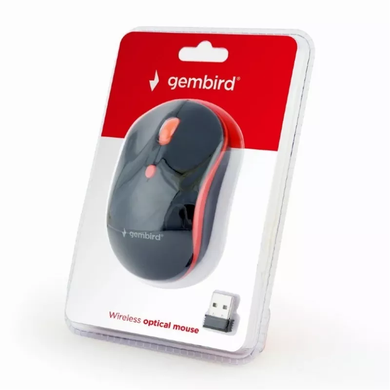 GEMBIRD MUSW-4B-03-R Bezvadu optiskā pele MUSW-4B-03-R 1600 DPI nano USB Melna-Sarkana