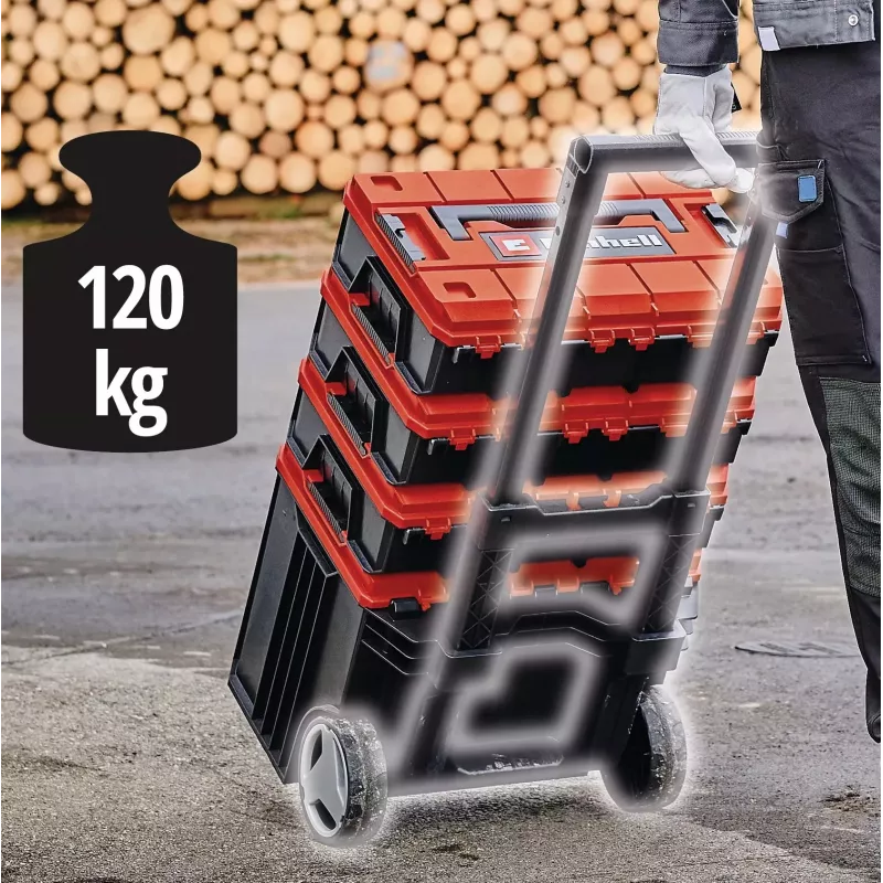 Instrumentu kaste Einhell E-Case Tower melna sarkanpolipropilēna karstumizturīga pret šļakatām