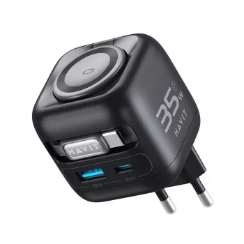 GaN ceļojumu lādētājs Havit UC250 A-EU 20V 1xUSB-C 0,7m melns
